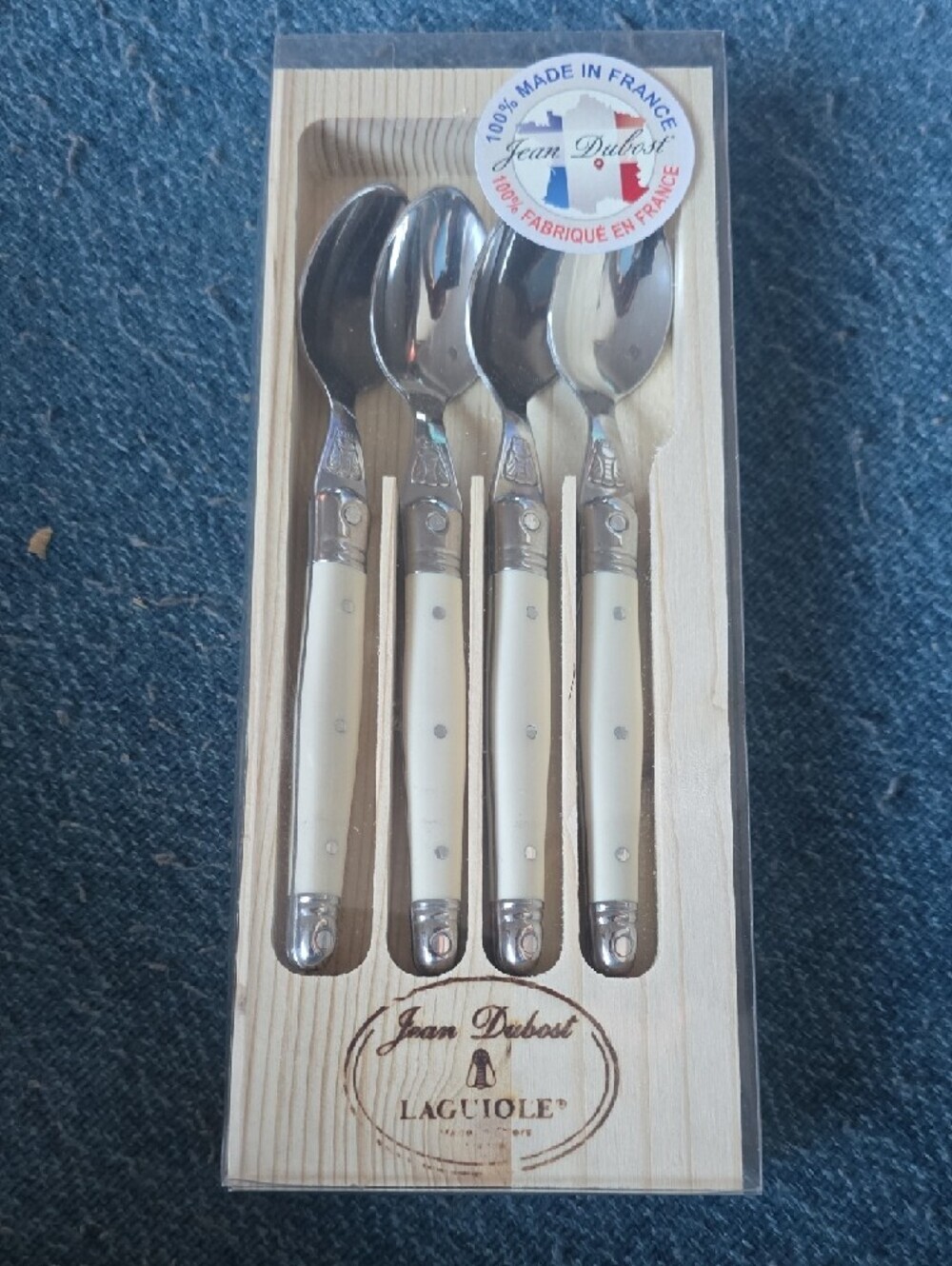 Williams Sonoma Jean Dubost Laguiole Condiment Spoons, Ivory, Set of 4 - Picture 2 of 9